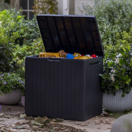Cofre de jardín de resina marrón 113L City Cube – Keter