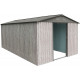Caseta de jardín de metal beige de 11 m² Woodtouch + kit de anclaje X-METAL