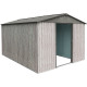 Caseta de jardín de metal beige de 9,12 m² Woodtouch + kit de anclaje X-METAL