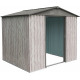 Caseta de jardín de metal beige de 4,1 m² Woodtouch + kit de anclaje X-METAL