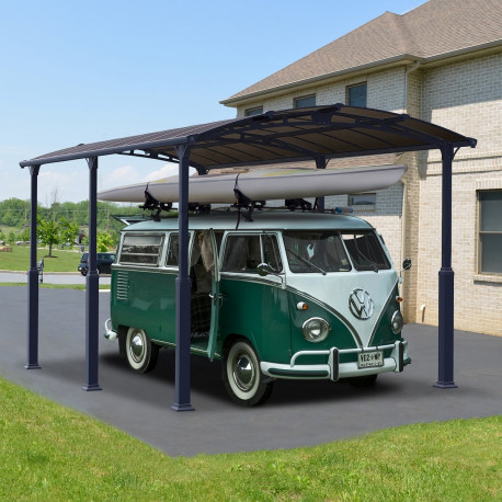 Cochera en aluminio antracita y policarbonato Arizona Breeze 5000 Palram